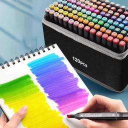 Álcool sentiu arte marcador caneta, Manga esboçando marcadores, escova dupla, material escolar, desenho conjunto, 100 cores, 120 cores - Image 4