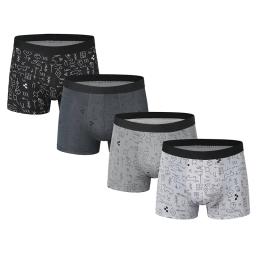 Roupa interior sexy para homens jovens, tamanho europeu e americano, shorts estampados, shorts para homens de meia idade, pacote 4 - Image 2
