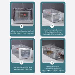 Ratos de captura reutilizáveis e armadilhas para mouse, Isca Snap, Roedor Catcher, Rat Cage, Único rato roedor gaiola - Image 3