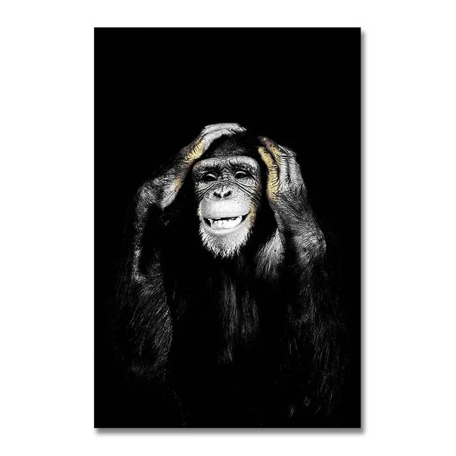 Pôster de tamanho grande, Pintura em Lona, Arte Mural, Dark 3 Pôsteres Engraçados de Macaco, Impressões para Sala de Estar, Decoração para Casa - Image 1