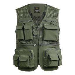 Colete de pesca respirável colete de malha de viagem de pesca com bolsos com zíper colete de trabalho de verão para atividades ao ar livre - Image 1