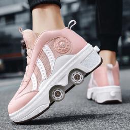 Patins casuais Tênis de rua, Tênis Parkour, Sapatos de patinação de rua, Patins Quad Deformação, 4 rodas - Image 3