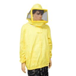 100% algodão amarelo apicultura jaqueta com esgrima véu abelha jaqueta com véu quadrado apicultor terno - Image 3
