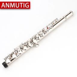 ANMUTIG-C Flauta chave, cuproníquel, prata niquelado, instrumento de concerto com E, fechar e abrir buracos, 16, 17 - Image 3