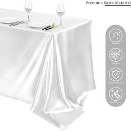 Toalha de mesa retangular de cetim branco, 6 pacotes, resistente a manchas, sem rugas, macia, sedosa, para jantar, festa de casamento, banquete - Image 3