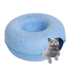 Gato túnel cama gato túneis para gatos internos labirinto brinquedo redondo gato túneis feltro natural gato treinamento cesta pet caverna gato suprimentos - Image 3