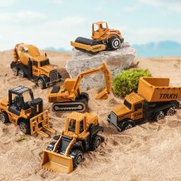 6 pçs/set brinquedos para meninos liga engenharia caminhão brinquedo carro escavadeira bulldozer rolo modelo em miniatura diecast presente de aniversário do miúdo - Image 1