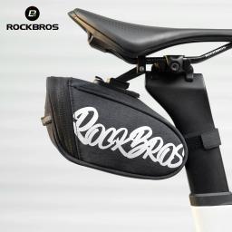 Rockbros bolsa para selim de bicicleta, bolsa traseira de nylon à prova d'água portátil para selim de bicicleta de estrada mtb, bolsa de armazenamento traseira - Image 5