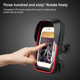 Suporte do telefone da bicicleta motocicleta guiador montar suporte à prova dwaterproof água saco do telefone móvel suporte máximo 6.4 Polegada telefones celulares - Image 2