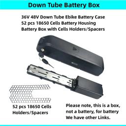 Soluções de Caixa de Bateria para E-bike, Down Tube, Dolphin Case, Caixa de Bateria com ou sem Base, 36V, 48V, 18650, 52 PCs - Image 1