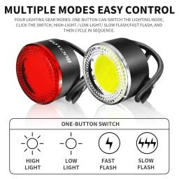 Bucklos cob luzes traseiras da bicicleta farol usb recarregável luz de advertência segurança mtb led frente traseira lanterna ciclismo conjunto lâmpada - Image 2
