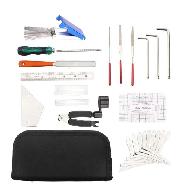 Kit Completo de Manutenção para Guitarra com Ferramentas, Organizador e Medidor de Ação