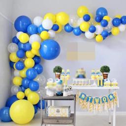 Kit de Balões de Hélio para a Primeira Festa de Aniversário Baby Shower, Balão Garland, Azul Royal, Amarelo, Branco, Meninos, Crianças, Decoração do Casamento - Image 1