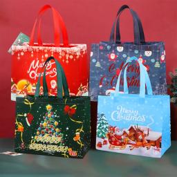 Sacos de presente de natal feliz natal sacolas de natal não-tecido presentes saco santa elk floco de neve sacola decoração de natal navideños - Image 1