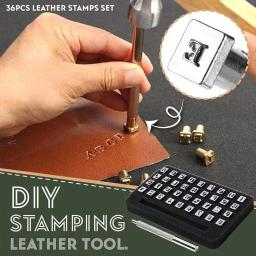 36 pçs inglês letras números carimbar ferramenta de couro de carimbo de liga de zinco decoração de couro ferramentas de marcação diy artesanato de couro ferramentas - Image 2