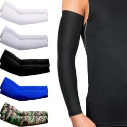 2 pçs unisex mangas de braço de refrigeração capa esportes correndo proteção solar uv ao ar livre dos homens pesca ciclismo mangas para esconder tatuagens - Image 2
