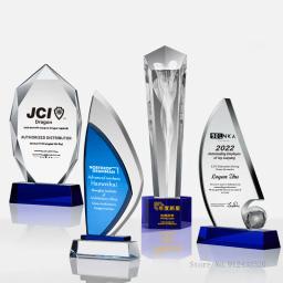 Troféu De Vidro De Cristal Personalizado, letras Criativas, Alto Grau, Competição De Mídia, Azul, Decoração Do Lar - Image 5