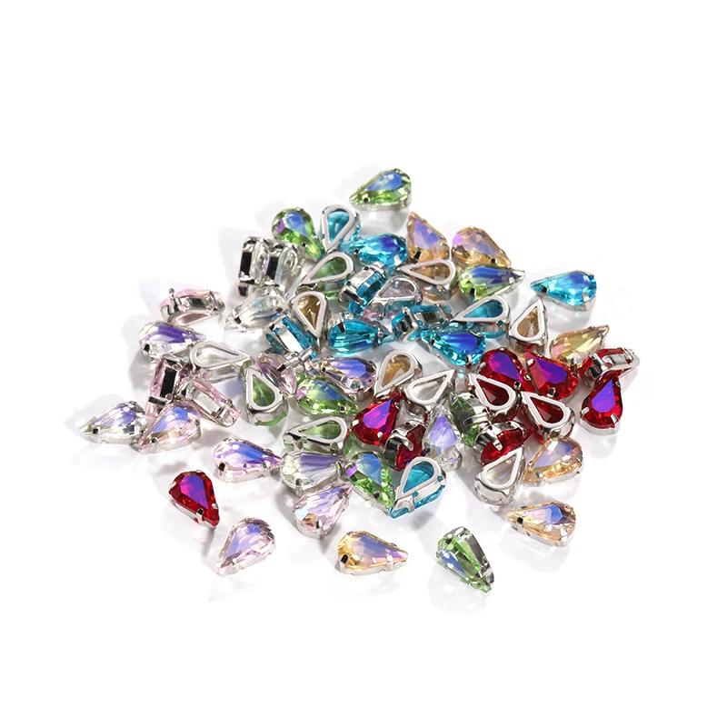 Gota-Strass Glitter Gota para Costura, Acessórios De Artesanato De Cristal, Roupas DIY, Costurado Na Decoração, Cristais Pedras, 10pcs - Image 1