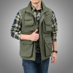 Colete de carga masculino ao ar livre multi-bolso moda colete respirável casaco cada moda bonito masculino usar casaco de alta qualidade - Image 2