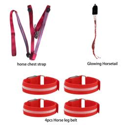3 pçs led conjunto de passeio a cavalo pernas peito caudas cintas cavalos equitação ternos equestres luminosos luzes da noite cavalo visível equestre - Image 2