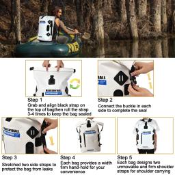 Impermeável seco saco mochila, balde de armazenamento, esportes ao ar livre, natação, pesca, surf, rafting, canoagem, caiaque, canoagem, x1, 20L, 30L - Image 5