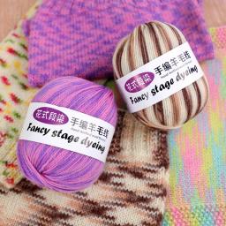 Fios de lã tingidos para camisola de tricô, artesanato tecido à mão, Multicolor macio, fios grossos médios, Crochet DIY, seção extravagante, 50g por rolo - Image 5