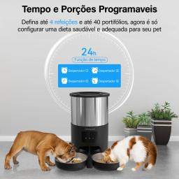 Newpet Comedouro para animais de estimação de 5 litros com microfone Comedouro automático para gatos Dispensador inteligente de ração para cães com temporização WiFi Comedouro quantitativo de aço inoxidável - Image 2