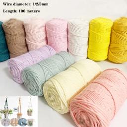 100m longo trançado algodão corda, ideal para têxteis-lar, festa de casamento, cabo de macramé, decoração artesanal, diâmetro 1/2/3mm - Image 2