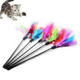 Brinquedo de treinamento interativo para gatos, Teaser de penas, Varinha para gatinho, Vara de plástico, animal engraçado, gatinho, sino, casa - Image 4