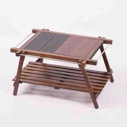 Mesa dobrável de madeira maciça, mesa IGT portátil ao ar livre, mesa de extensão de duas unidades, mesa de acampamento e piquenique - Image 1