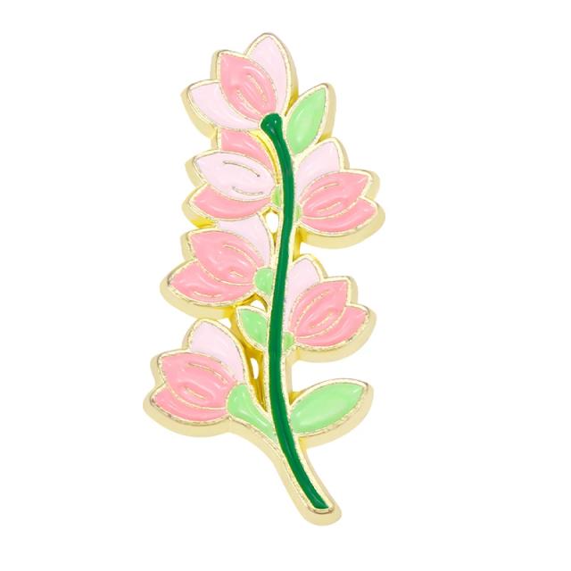 Mês das Flores: Broches e Emblemas de Esmalte em Formato de Íris, Lírio, Hortênsia e Pêssego - Joias Divertidas para Crianças e Amigos