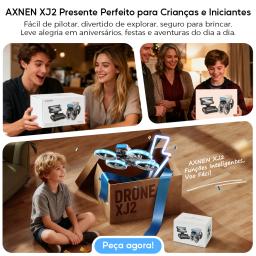 AXNEN XJ2 Mini Drone com Câmera HD Dupla FPV, Quadricóptero Dobrável RC para Crianças Adolescentes Iniciantes, Motor Brushless, Altitude Hold, Decolagem com Um Toque, Presente Ideal com Protetor - Image 6