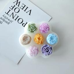 Moldes De Flor De Silicone Para Cozimento, 3D, Rosa, Peônia, Chocolate, Bolo, Vela Artesanal, Sabão, Gesso, Resina, Ferramentas De Fabricação De Artesanato, 7Pcs - Image 4