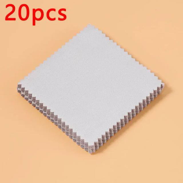 Pacote com 20 Panos de Polimento Prata 8x8cm para Limpeza de Joias de Ouro e Prata