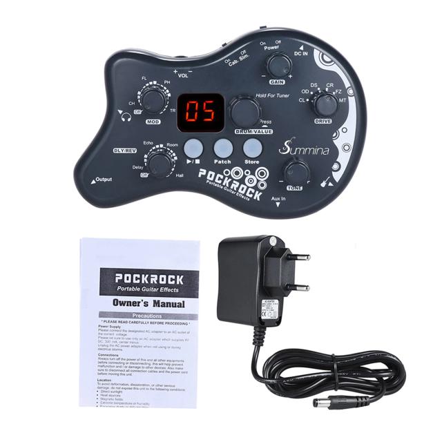 Guitarra Portátil Summina PockRock com Processador Multi-Efeitos: 15 Efeitos, 40 Ritmos de Tambor e Função de Afinação