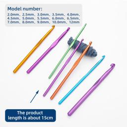 Alumínio Crochet Hooks Set, Agulhas De Tricô, Metal Gancho, DIY Fio Agulha, Weave Sweater, Acessórios De Costura Ferramenta, 2-12mm - Image 4