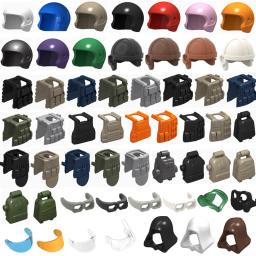 Blocos de construção militares figuras solider presentes acessórios equipamentos capacete mochila chapéu saco boné óculos armadura capuz moc tijolos - Image 1
