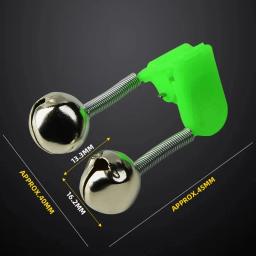 5 pçs/lote alarmes de mordida de pesca vara de pesca sino haste braçadeira ponta clipe sinos anel verde abs acessório de pesca ao ar livre metal - Image 2
