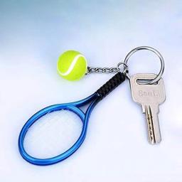 1 peça mini bola de tênis e raquete modelo chaveiro metal novidade bolsa amante do esporte - Image 3