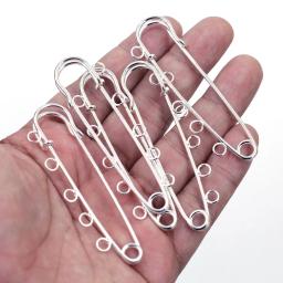 Prata banhado alfinetes de segurança liga, 5 buracos, acessórios jóias, 7cm - Image 2