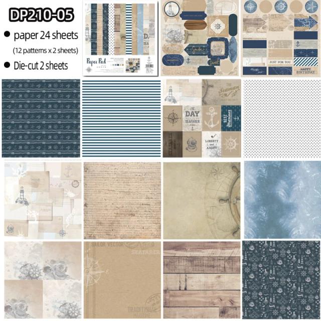 Pacote de 26 Folhas de Papel para Scrapbooking 10 Polegadas - Kits de Cartão e Enfeites Artesanais