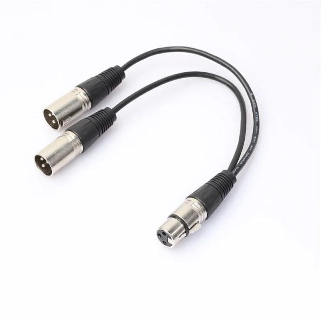 Cabo Y Splitter XLR para Mixer e Microfone, 1 Macho para 2 Fêmeas, 34cm, 3 Pinos