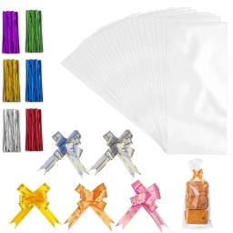 Conjunto De Saco De Celofane De Laço De Metal Plástico, Favor De Festa Descartável, Embalagem De Presente, Embrulho De Casamento, Pull Bow, Armazenamento De Alimentos, 25x15cm, 300Pcs - Image 2