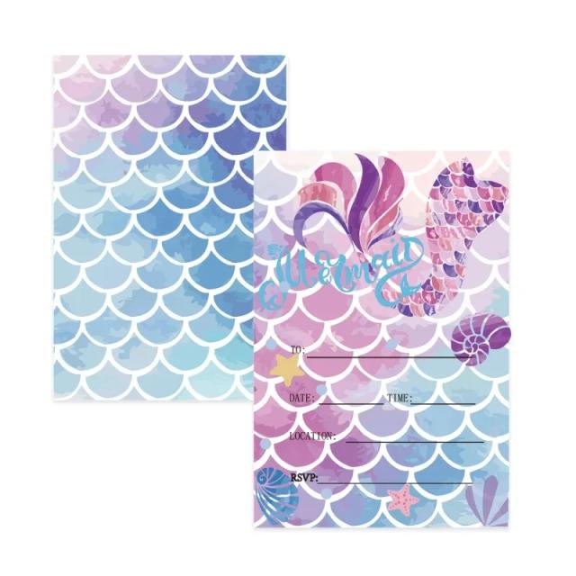 Convite Personalizado para Festa de Aniversário Infantil ou Casamento com Tema Sereia e Envelope Decorativo