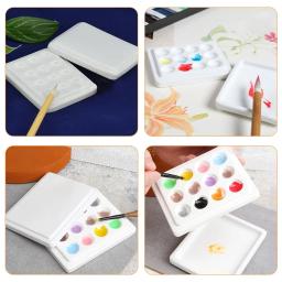 Paleta de pintura paletas de mistura de cores de plástico aquarela com bandejas de cobertura para acrílico vazio - Image 3