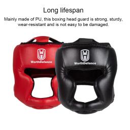 Boxe capacete de proteção, feito de pu, respirável, macio, reutilizável, protetora, para karatê, taekwondo, equipamentos esportivos, vermelho l - Image 2