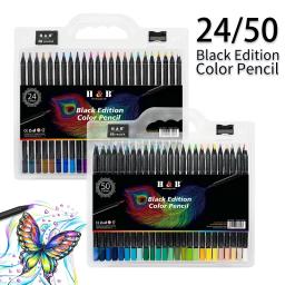 H & B-Color Blackwood Lápis à Base de Óleo, Arte Suprimentos, Ferramenta de Pintura com Pincéis Desenhados à Mão, 3.3 Núcleo de Chumbo, 24/50 - Image 3