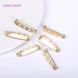 14K Banhado A Ouro Broche De Segurança para Fazer Jóias, Metal De Latão, One-Piece Pin Estreito, Back Lock Broche, Pin Base, Badge Holder - Image 5