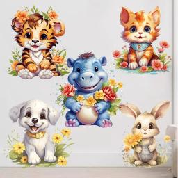 Adesivo de parede de animais para decoração de casa, tigre, gatos, cães, coelhos, vários papéis de parede, fundo, decalque mural - Image 1