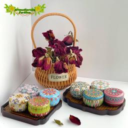Sábio Aromático Sândalo Velas, Cera De Soja Gift Set, Flores Perfume, Lavanda, Rosa, Fragrância Vintage, 4pcs - Image 1